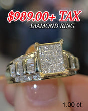 Load image into Gallery viewer, Diamond Ring - Princess Cut, Baguette Natural Diamonds