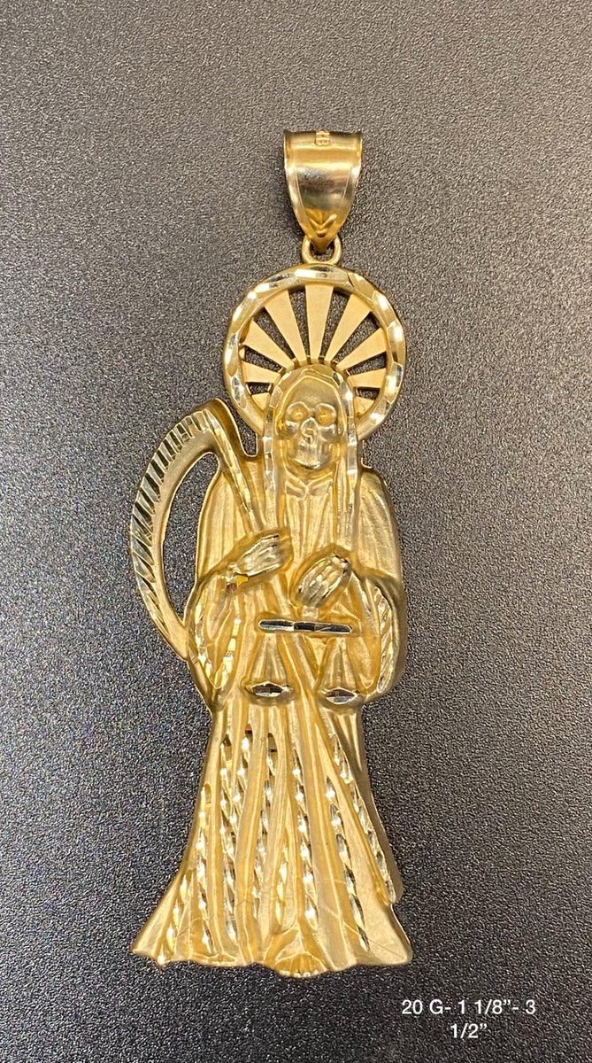 Solid gold santa muerte pendant Clearance