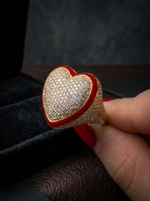 Load image into Gallery viewer, 10 K GOLD RED BORDER HEART RING