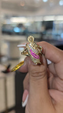 Load image into Gallery viewer, 10K Gold San Judas ring with Pink Stones