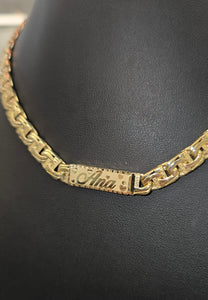 Monaco style Chinobar chain in 10K gold