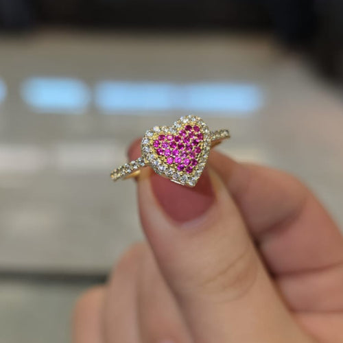 🩷Heart-Shaped Splendor: White and Fuchsia CZ Ring🩷