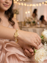 Load image into Gallery viewer, Real 10K Gold Mis 15 Años Heart Link Bracelet - Quinceañera Fine Jewelry Gift