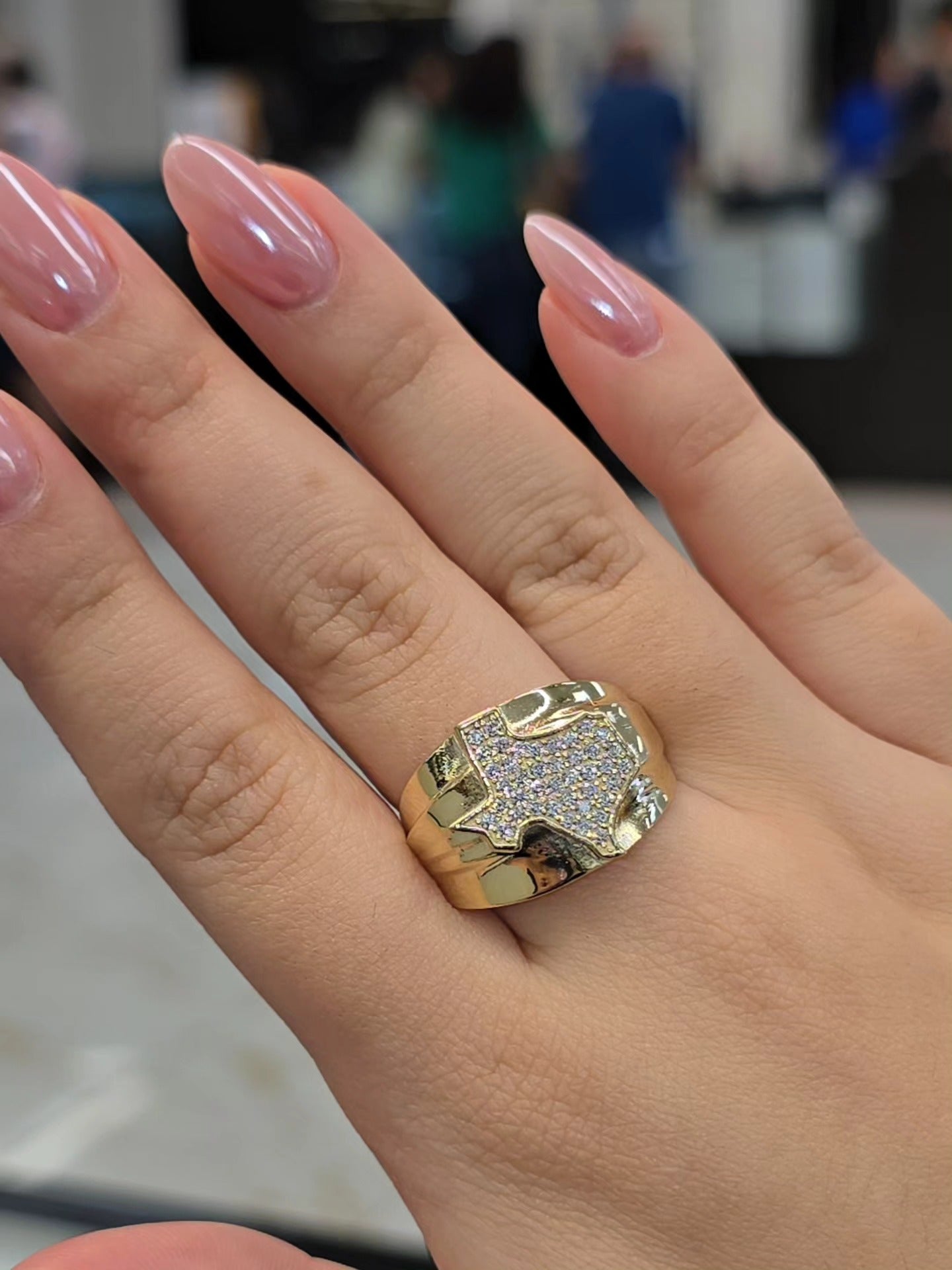Texas Map Iced Out Ring