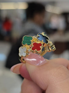 Lucky Clover Multi-Color Gold Ring