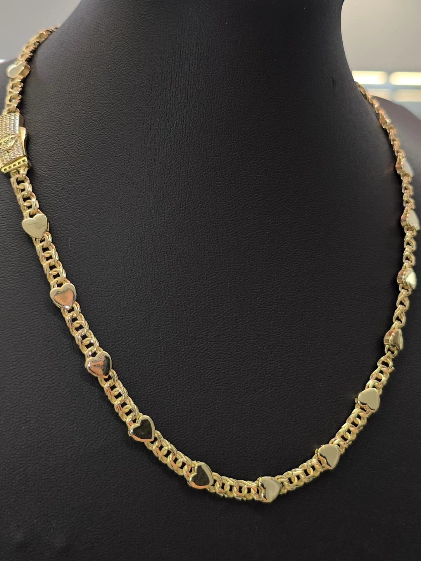 Monaco Heart Link Gold Necklace