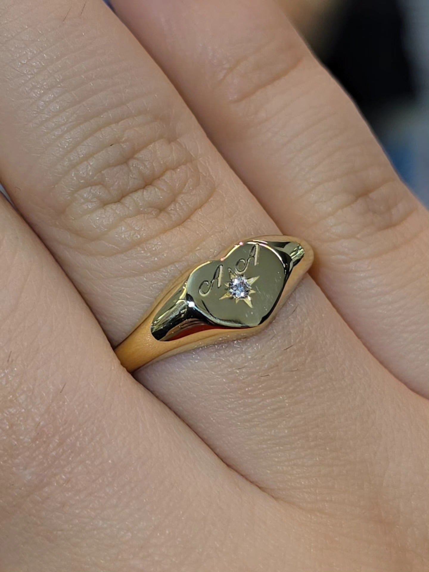 Customizable Heart Initial Gold Ring