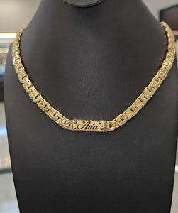 Monaco style Chinobar chain in 10K gold