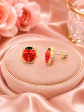Load image into Gallery viewer, 10 K GOLD LADYBUG STUD EARRINGS