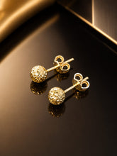 Load image into Gallery viewer, 10 K GOLD TEXTURED SPHERE STUD EARRINGS