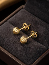 Load image into Gallery viewer, 10 K GOLD TEXTURED SPHERE STUD EARRINGS