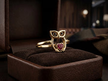 Load image into Gallery viewer, 10 K GOLD WISDOM OWL RING