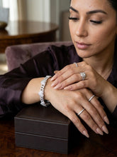 Load image into Gallery viewer, Moissanite Heart Cuban Link Bracelet in Sterling Silver