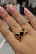 Load image into Gallery viewer, Lucky Clover Multi-Color Gold Ring