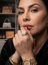 Load image into Gallery viewer, 10 K GOLD HEART RING WITH ENAMEL CONTOUR