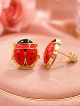 Load image into Gallery viewer, 10 K GOLD LADYBUG STUD EARRINGS