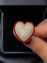 Load image into Gallery viewer, 10 K GOLD RED BORDER HEART RING