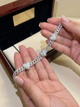 Load image into Gallery viewer, Moissanite Heart Cuban Link Bracelet in Sterling Silver