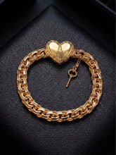 Load image into Gallery viewer, 10 K GOLD MONACO HEART AND KEY BRACELET