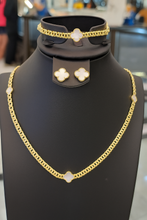 Load image into Gallery viewer, White Clover Necklace, Earrings and Bracelet Set