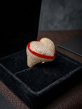 Load image into Gallery viewer, 10 K GOLD RED BORDER HEART RING