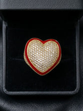 Load image into Gallery viewer, 10 K GOLD RED BORDER HEART RING