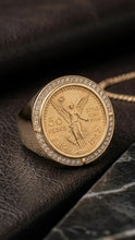Load image into Gallery viewer, 10 K Gold Mexican 50 Pesos Centenario Coin Medallion &amp; Ring Set