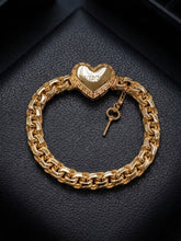 Load image into Gallery viewer, 10 K GOLD MONACO HEART AND KEY BRACELET