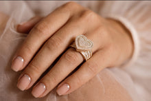 Load image into Gallery viewer, Heart Shaped Gold &amp; Zirconia Statement Ring