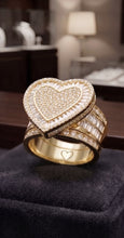 Load image into Gallery viewer, Heart Shaped Gold &amp; Zirconia Statement Ring