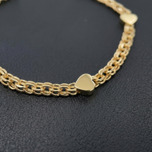 Load image into Gallery viewer, 10K Gold Triple-Link(Chino link) Heart Bracelet