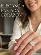Load image into Gallery viewer, 10K Gold Heart Pave Ring with Baguette Accents | Elegant Statement Jewelry