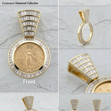Load image into Gallery viewer, 14kt Gold &amp; 7.5ct Lab Diamond Bezel for Mexican Centenario | Custom Jewelry