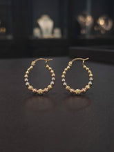 Load image into Gallery viewer, 14 K GOLD TRI-TONE HOOP EARRINGS