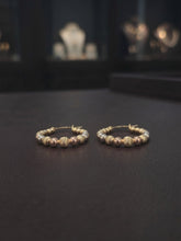 Load image into Gallery viewer, 14 K GOLD TRI-TONE HOOP EARRINGS