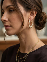 Load image into Gallery viewer, 14 K GOLD TRI-COLOR FLORAL HOOP EARRINGS