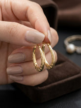 Load image into Gallery viewer, 14 K GOLD GREEK HOOP EARRINGS
