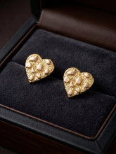 Load image into Gallery viewer, 10 K GOLDEN TEXTURED HEART EARRINGS