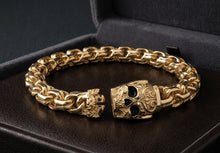 Load image into Gallery viewer, 10 K GOLD CHINO LINK SKULL BRACELET