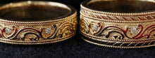 Load image into Gallery viewer, 10k Gold Filigree Wedding Band Set with Cubic Zirconia