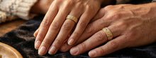 Load image into Gallery viewer, 10k Gold Filigree Wedding Band Set with Cubic Zirconia