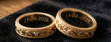 Load image into Gallery viewer, 10k Gold Filigree Wedding Band Set with Cubic Zirconia