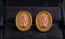 Load image into Gallery viewer, 14 K GOLD OVAL VIRGIN MARY EARRINGS