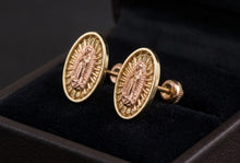Load image into Gallery viewer, 14 K GOLD OVAL VIRGIN MARY EARRINGS