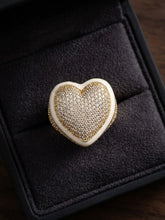 Load image into Gallery viewer, 10 K GOLD WHITE BORDER HEART RING