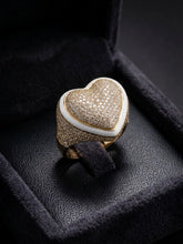 Load image into Gallery viewer, 10 K GOLD WHITE BORDER HEART RING