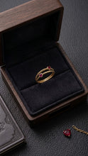 Load image into Gallery viewer, 10K GOLD HEART RING WITH RED STONES