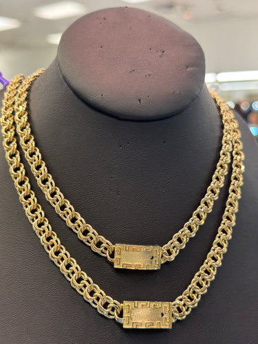 10K Chino Monaco Chain with Greek Frame Clasp