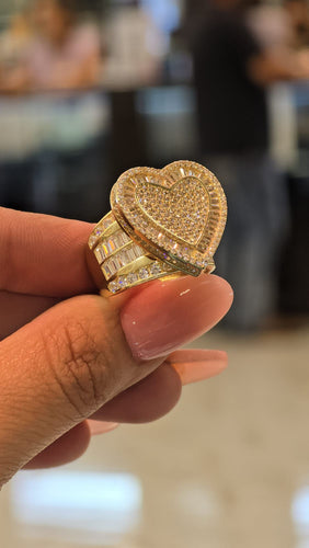 Heart Shaped Gold & Zirconia Statement Ring