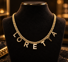 Load image into Gallery viewer, 10K Yellow Gold Custom Chino Link Chain with Personalized Letters